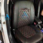 روکش صندلی H30 کراس چرم رنگ مشکی دوخت قرمز