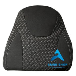 روکش صندلی تیگارد X35 تمام پارچه رنگ مشکی دوخت طوسی گلدوزی