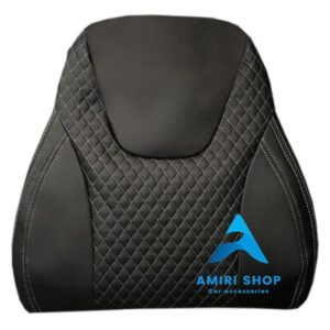 روکش صندلی تیگارد X35 تمام چرم رنگ مشکی دوخت طوسی گلدوزی