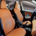 روکش صندلی راوفور 2013-2018 RAV4 تمام چرم رنگ مارون نوار مشکی