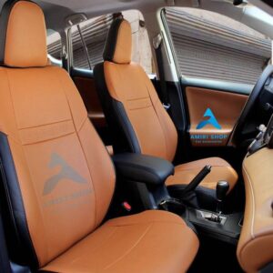 روکش صندلی راوفور 2013-2018 RAV4 تمام چرم رنگ مارون نوار مشکی