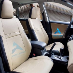روکش صندلی راوفور 2013-2018 RAV4 تمام چرم رنگ کرم نوار مشکی
