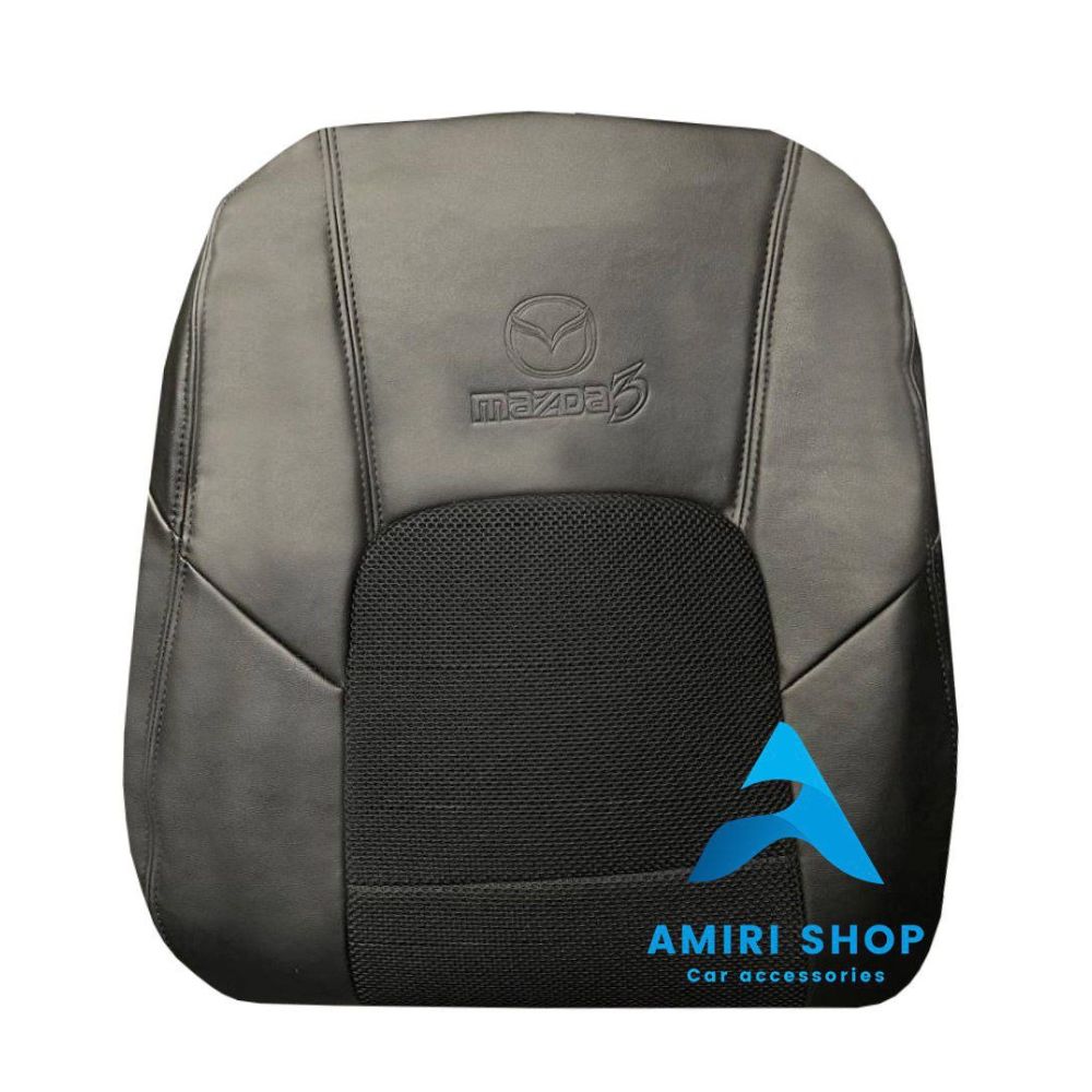 امیری شاپ - 2025-08-20T130313.875 روکش صندلی مزدا 3 قدیم چرم وسط پارچه اسپایسر رنگ مشکی
