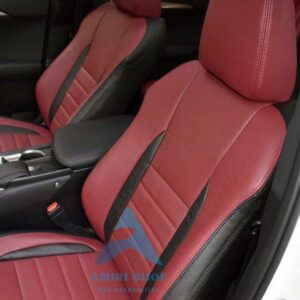روکش صندلی لکسوس NX200 تمام چرم رنگ زرشکی نوار مشکی