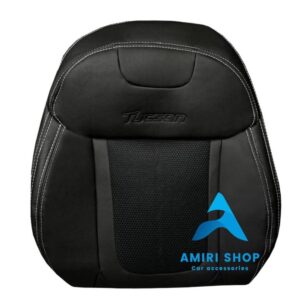 روکش صندلی توسان 2023-2024 چرم وسط پارچه رنگ مشکی دوخت طوسی