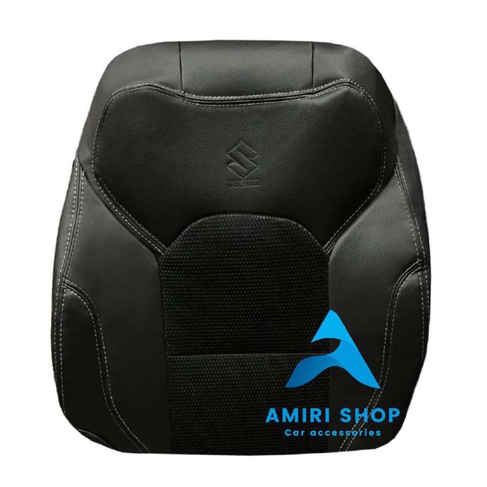 _امیری شاپ حسینی (5) روکش صندلی سوزوکی گرند ویتارا 2025 چرم وسط پارچه رنگ مشکی دوخت طوسی