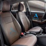 روکش صندلی i20 مونتاژ کرمان موتور تمام چرم رنگ قهوه‌ای موکا