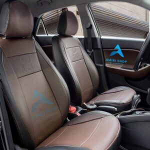 روکش صندلی i20 مونتاژ کرمان موتور تمام چرم رنگ قهوه‌ای موکا